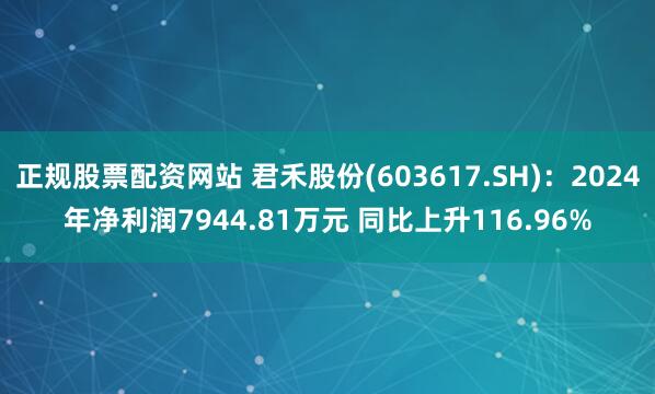 正规股票配资网站 君禾股份(603617.SH)：2024年净利润7944.81万元 同比上升116.96%